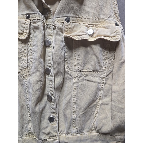 Vitnage CACHE Sleeveless Romper Jumper Dusty Yellow Double Front Pockets Y2K‎ - Picture 3 of 8